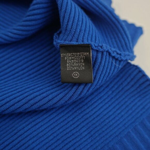 Cyrus Blue Knit Mock Neck Royal Blue‎ 3/4 Sleeve Sweater 1X - Picture 10 of 10